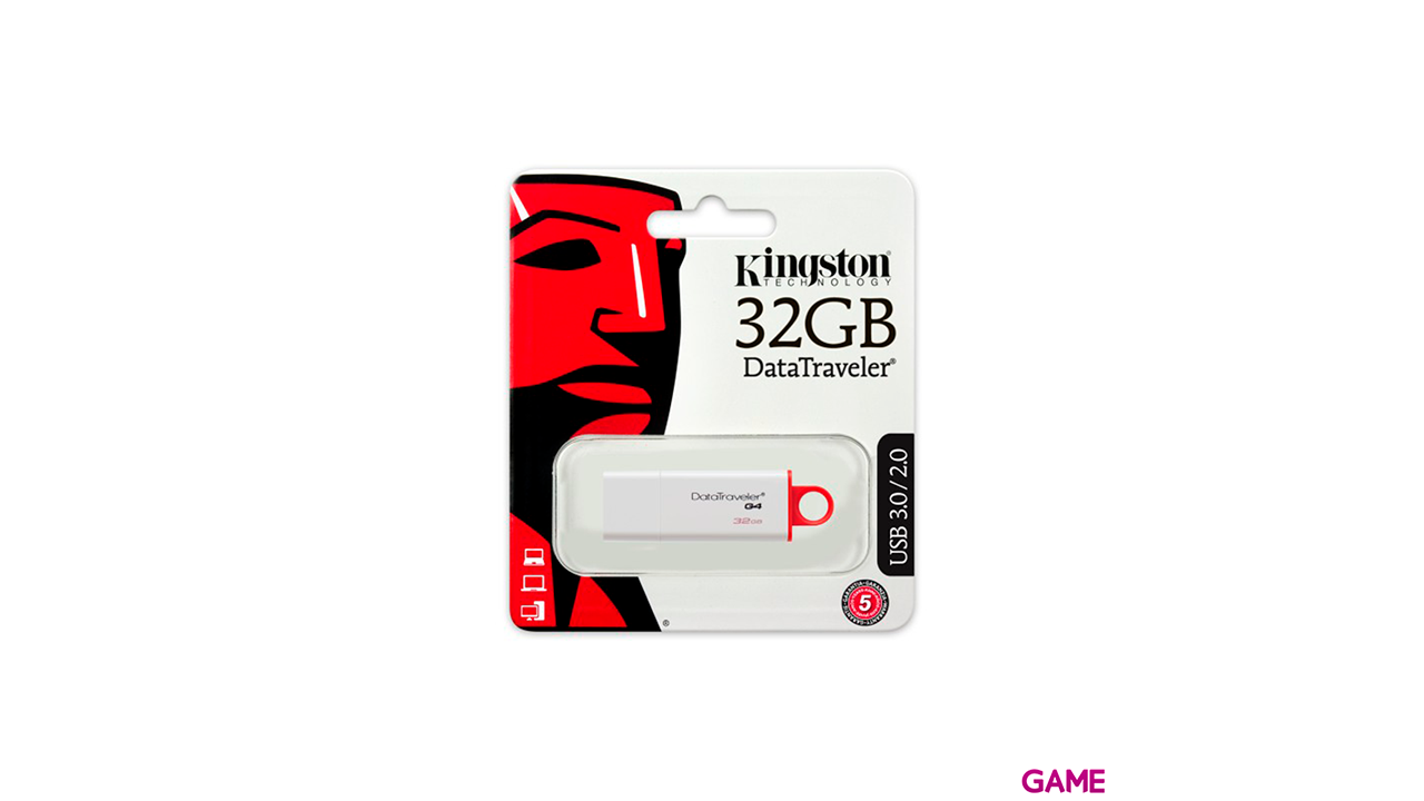 Kingston Technology DataTraveler G4 unidad flash USB 32GB USB tipo A 3.2 Gen 1 (3.1 Gen 1) Rojo, Blanco-3