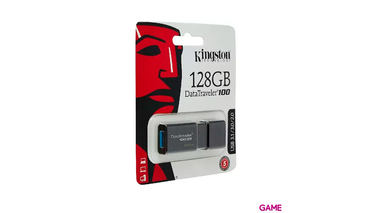 Kingston Technology DataTraveler 100 G3 128GB USB A 3.2 Gen Negro - Pendrive-2