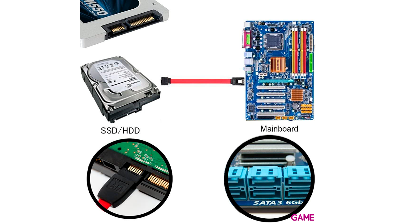 Ewent SATA 3 6GBs SATA 0,5 m SATA 7-pin Negro Amarillo - Cable-1
