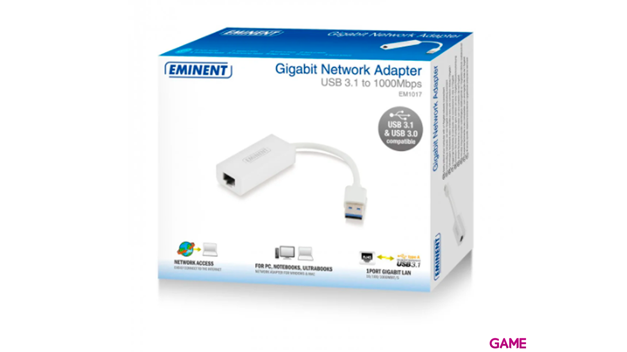 Eminent EM1017 adaptador de cable USB RJ45 Blanco-0