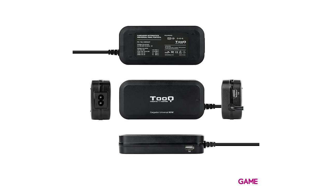 TooQ TQLC-90BS02AT adaptador e inversor de corriente Interior 90 W Negro-3