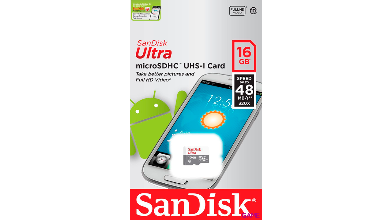 Sandisk Ultra MicroSDHC 16GB UHS-I + SD Adapter memoria flash Clase 10-2
