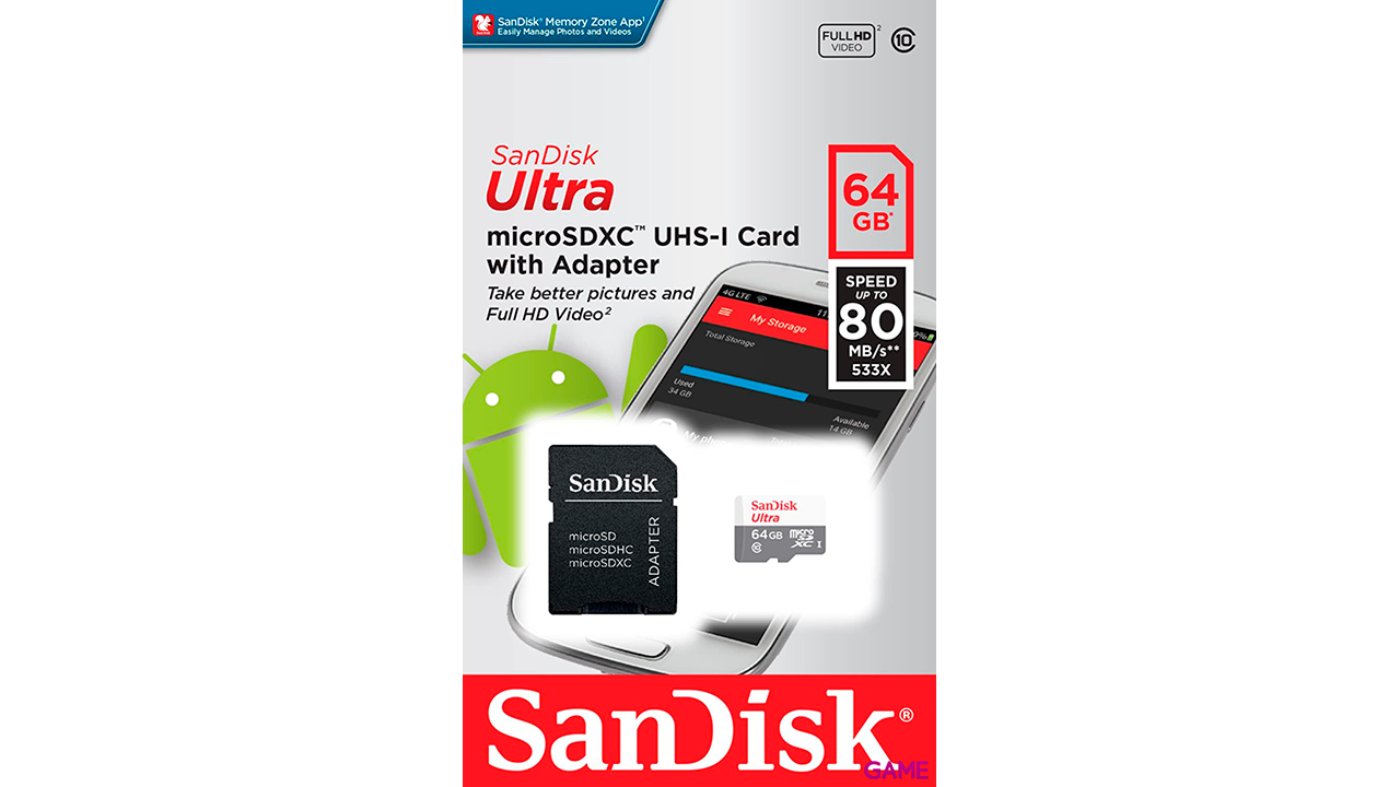 Sandisk Ultra MicroSDXC 64GB UHS-I + SD Adapter memoria flash Clase 10-2