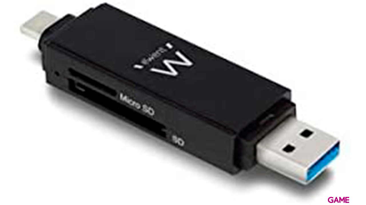 Ewent EW1075 USB 3.2 Gen 1 (3.1 Gen 1) Type-A/Type-C Negro - Lector Tarjetas-0