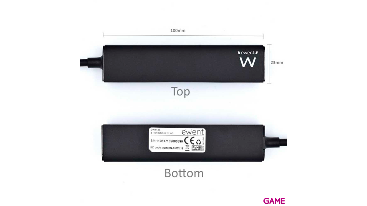 Ewent EW1136 hub de interfaz USB 3.2 Gen 1 (3.1 Gen 1) Type-A 480 Mbit/s Negro-2