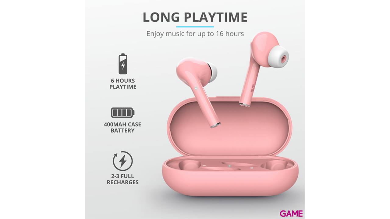 TRUST NIKA TOUCH BLUETOOTH WIRELESS EARPHONES PINK Inalámbricos-1
