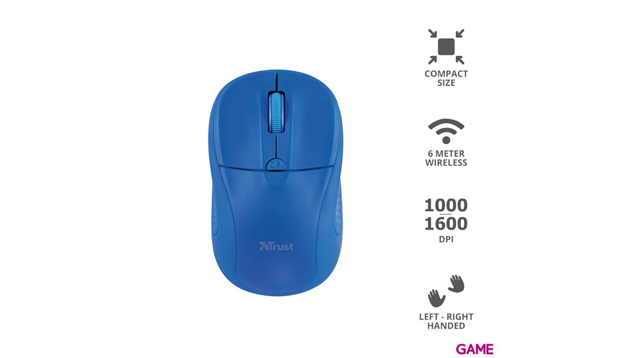 Trust 20786 ratón Ambidextro RF inalámbrico Óptico 1600 DPI-1