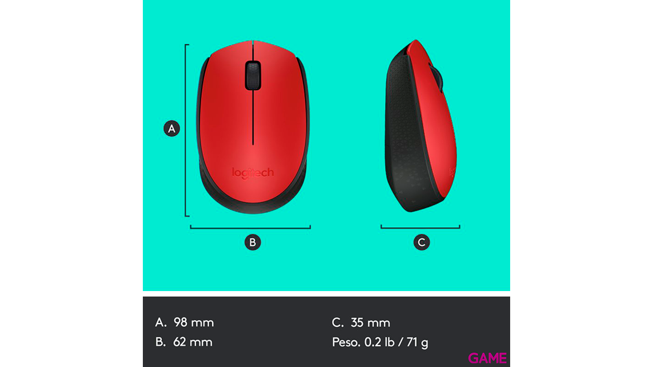 Logitech M171 Inalámbrico Óptico 1000 DPI - Raton-2