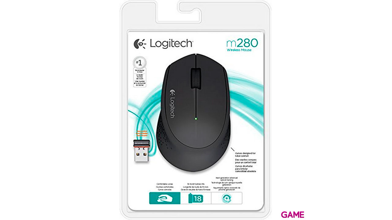 Logitech M280 Wireless Optico 1000DPI Negro - Raton-1