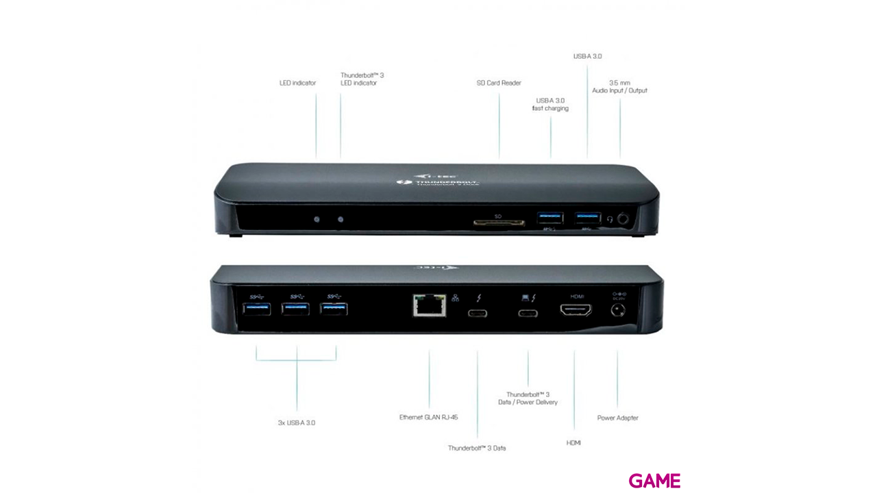 i-tec Thunderbolt 3 Dual 4K Docking Station + USB-C to DP Cable (1,5 m) with Power Delivery 85W + Two TB3 Cables: 150cm & 70cm --2