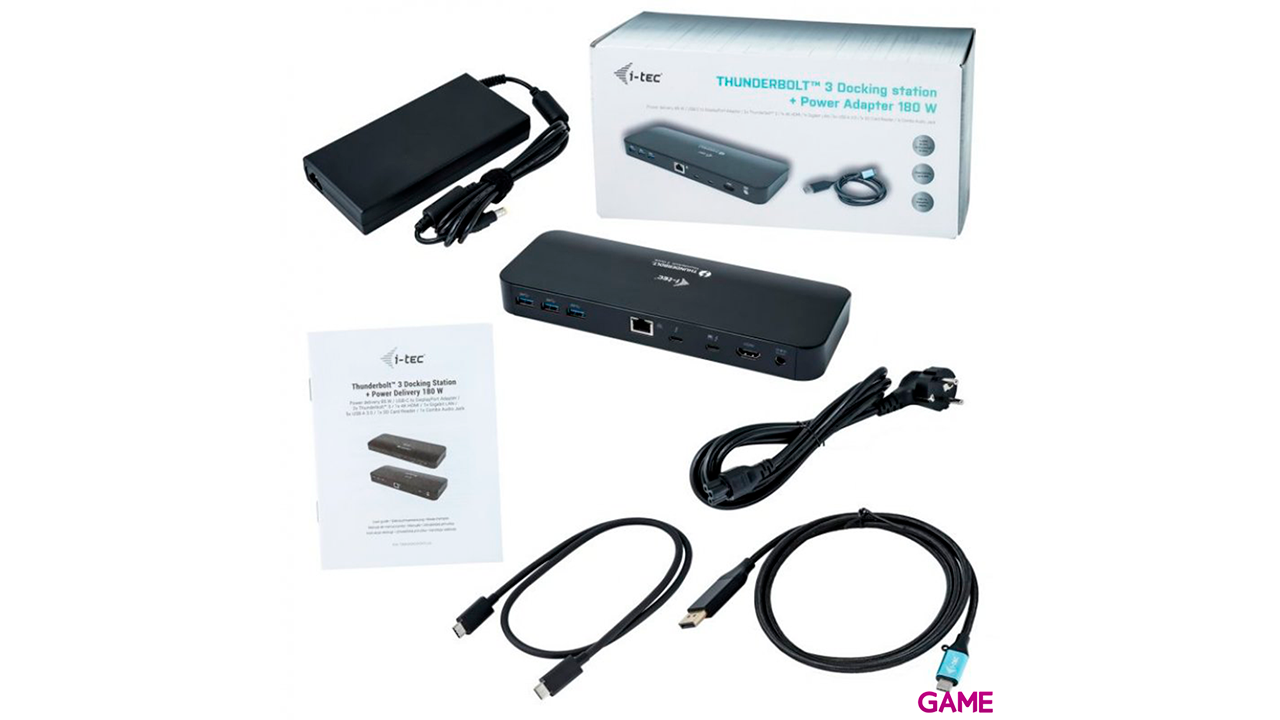i-tec Thunderbolt 3 Dual 4K Docking Station + USB-C to DP Cable (1,5 m) with Power Delivery 85W + Two TB3 Cables: 150cm & 70cm --3