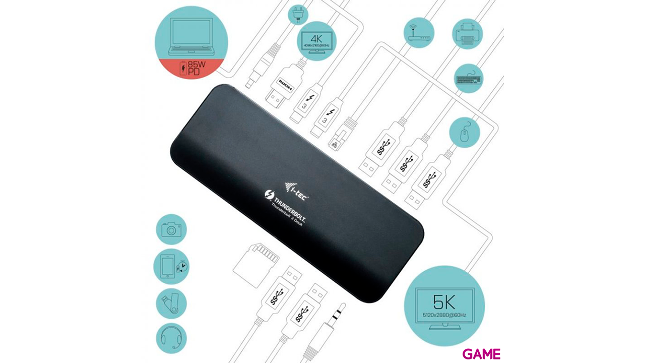 i-tec Thunderbolt 3 Dual 4K Docking Station + USB-C to DP Cable (1,5 m) with Power Delivery 85W + Two TB3 Cables: 150cm & 70cm --4