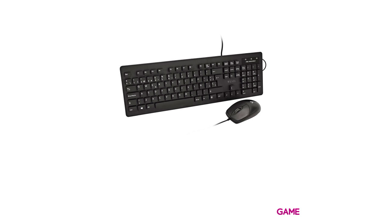 V7 Combo de teclado y ratón antimicrobiano lavable USB óptico IP68 impermeable-3