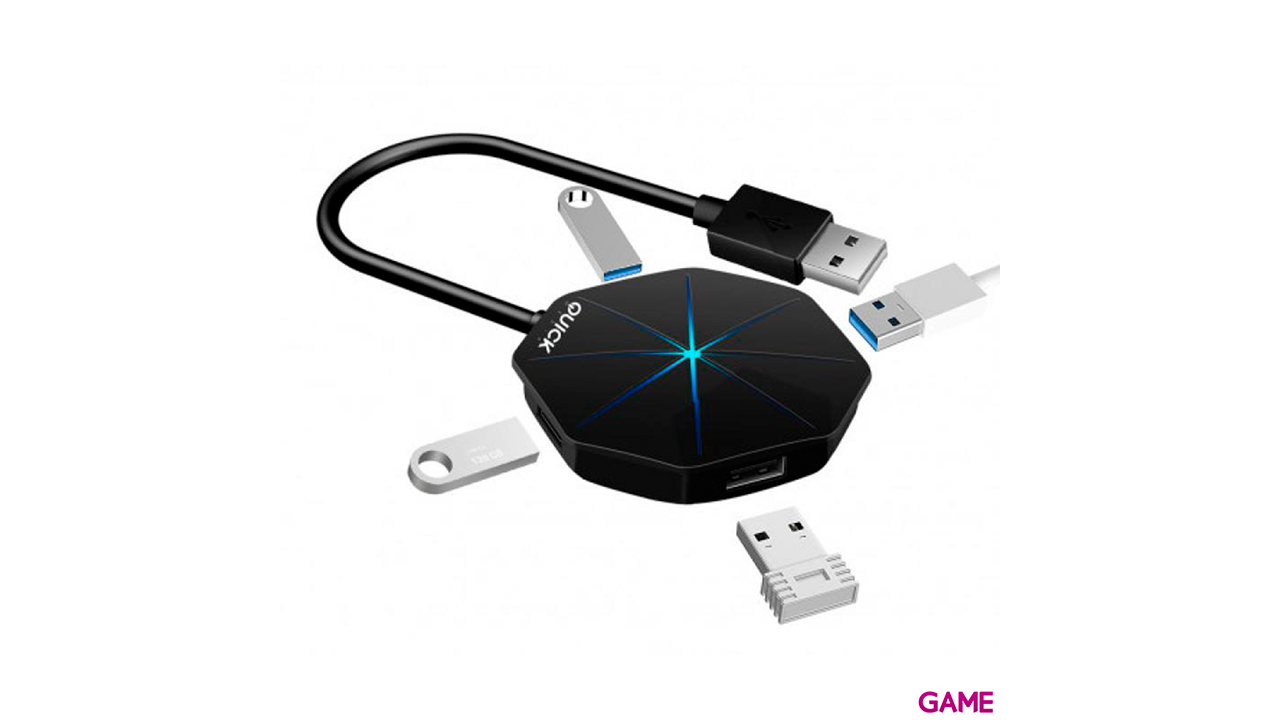 Quickmedia Octopus 4 Puertos 2.0 Negro - HUB USB-0