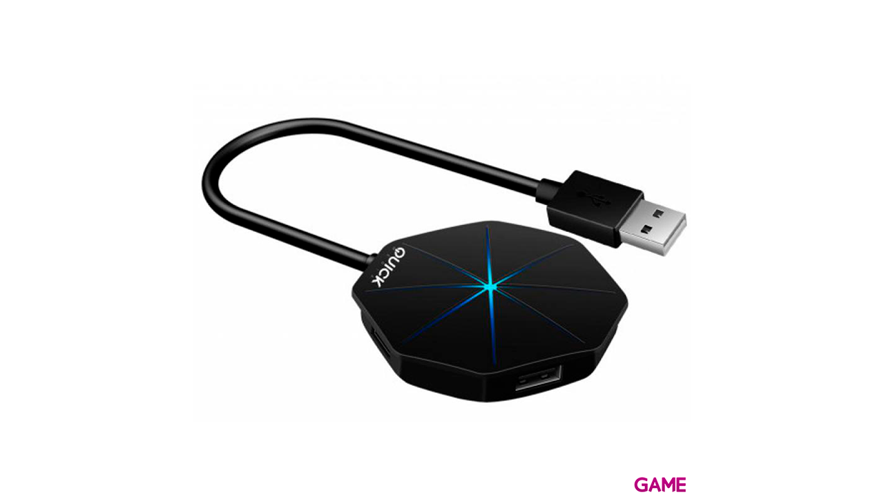 Quickmedia Octopus 4 Puertos 2.0 Negro - HUB USB-1