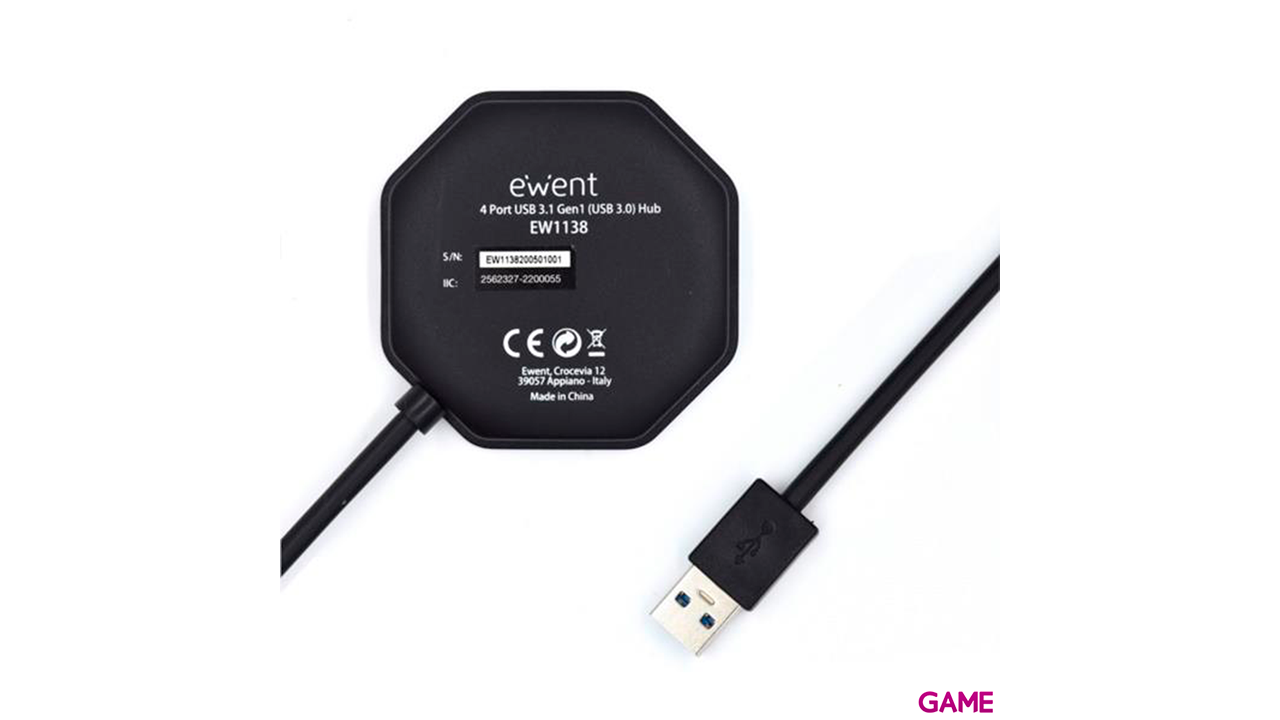 Ewent EW1138 USB 3.2 Gen 1 (3.1 Gen 1) Type-A 5000 Mbit/s Negro - Hub USB-1