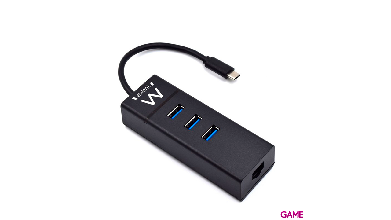 Ewent EW1141 USB 3.2 Gen 1 (3.1 Gen 1) Type-C 5000 Mbit/s Negro - HUB USB-1