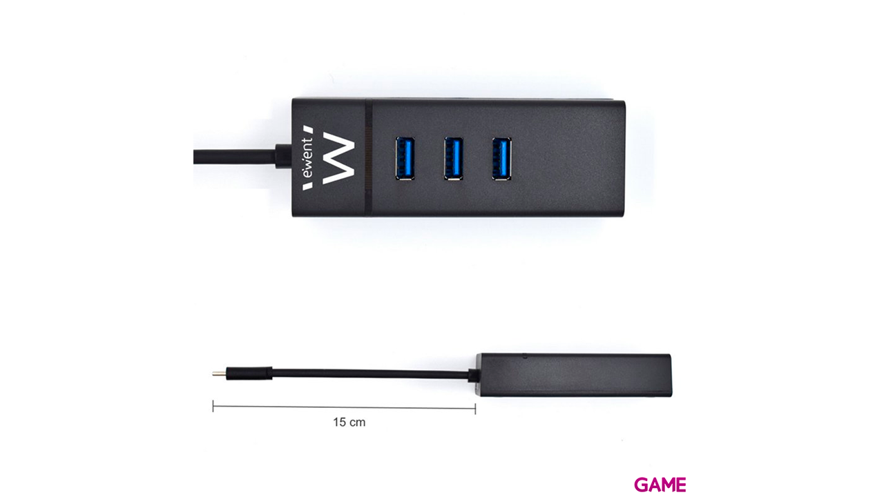 Ewent EW1141 USB 3.2 Gen 1 (3.1 Gen 1) Type-C 5000 Mbit/s Negro - HUB USB-3