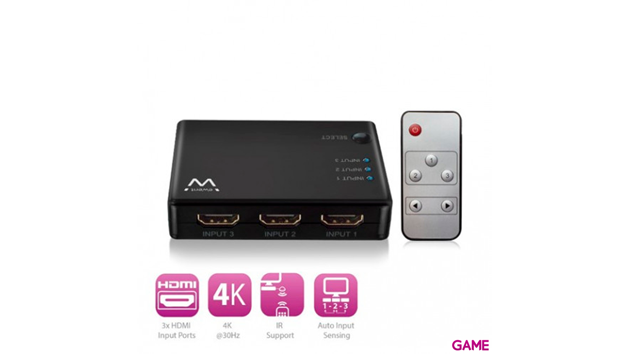Ewent EW3730 Conmutador HDMI 4K 3x1 Mando a Distancia - Hub-2