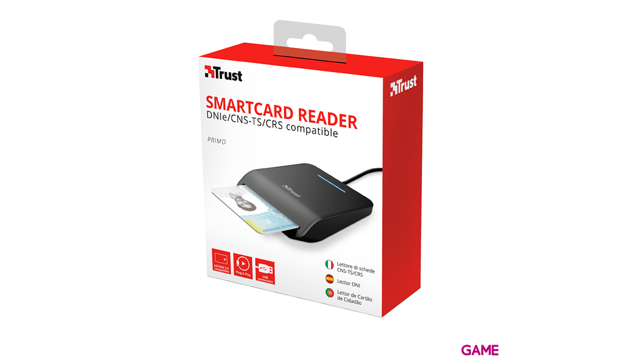 Trust Primo lector de tarjeta inteligente Interior Negro CardBus+USB 2.0-4