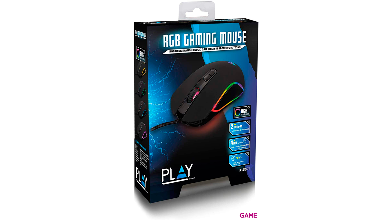Ewent Play PL3301 ratón USB tipo A Óptico 4800 DPI mano derecha-5