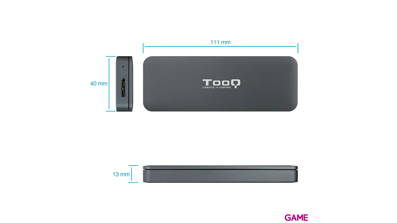 TooQ TQE-2281G caja para disco duro externo M.2 Caja externa para unidad de estado sólido (SSD) Gris-1