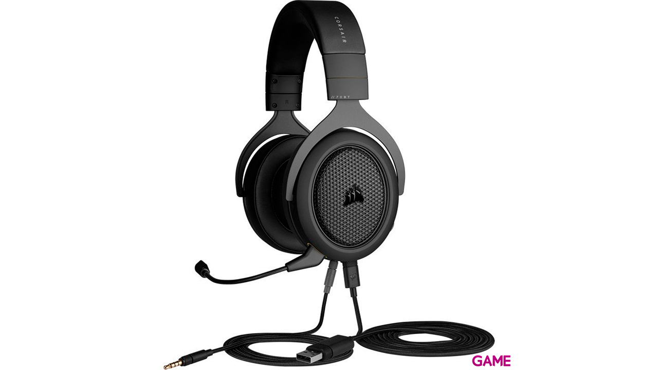 Corsair HS70 - Cable 3,5 mm PC-PS4-PS5-SWITCH-XBOX - Bluetooth PC-ANDROID-IOS - USB Tipo C - Negro - Auriculares-5