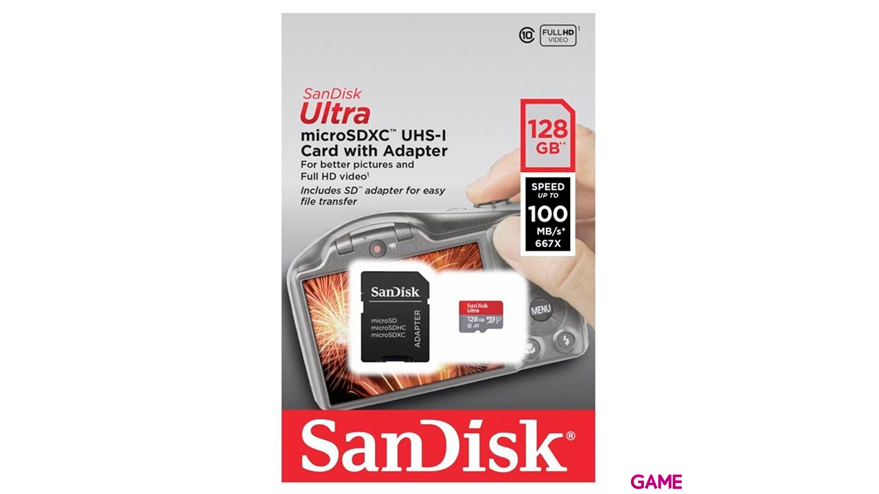 Sandisk Ultra MicroSDXC 128GB + Adaptador 100MB/S CLASS 10 UHS-I - Tarjeta Memoria-3
