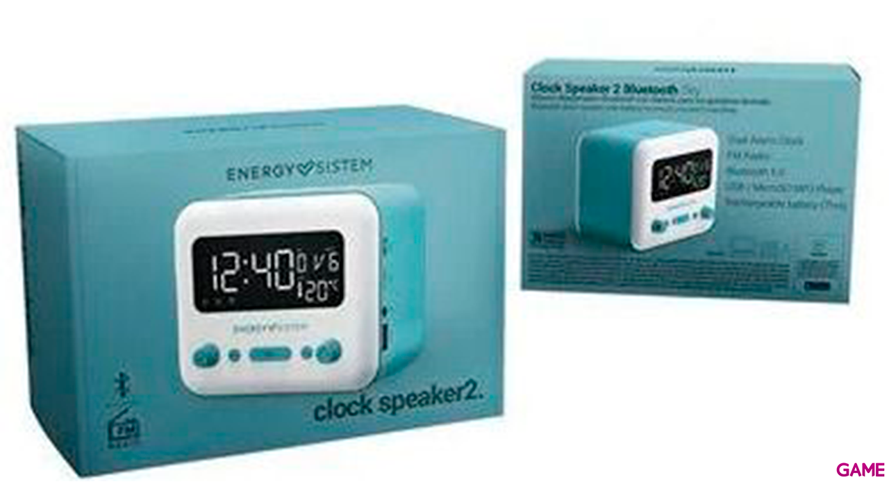 Energy Sistem Clock Speaker 2 Reloj Digital Azul, Blanco - Altavoz-0