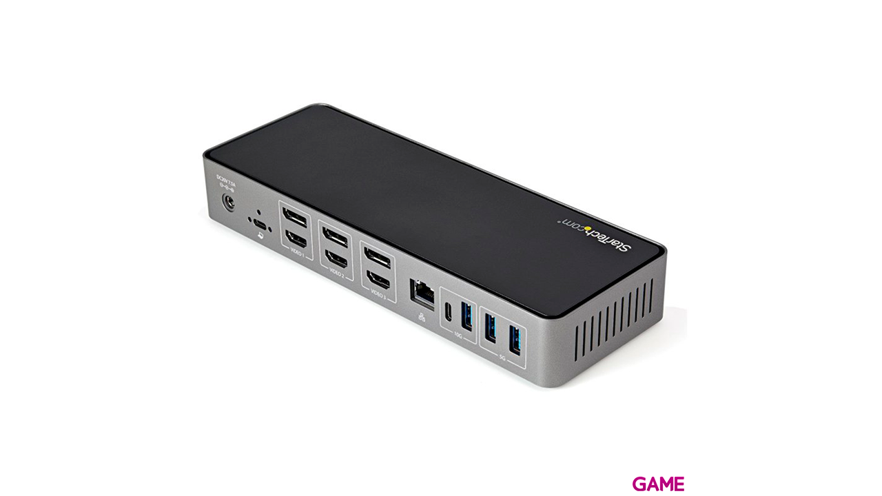 StarTech.com Dock USB-C y USB-A - Docking Station Híbrida Universal para Tres Monitores DisplayPort y HDMI 4K de 60Hz - Dock Sta-0