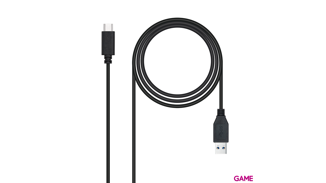 Nanocable 3.1 Gen2 10Gbps 3A, tipo USB-C/M-A/M, negro, 0.5 m-0