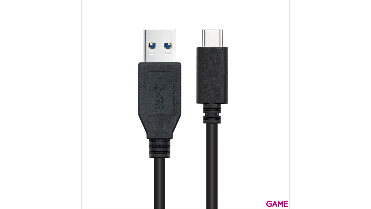 Nanocable 3.1 Gen2 10Gbps 3A, tipo USB-C/M-A/M, negro, 0.5 m-1