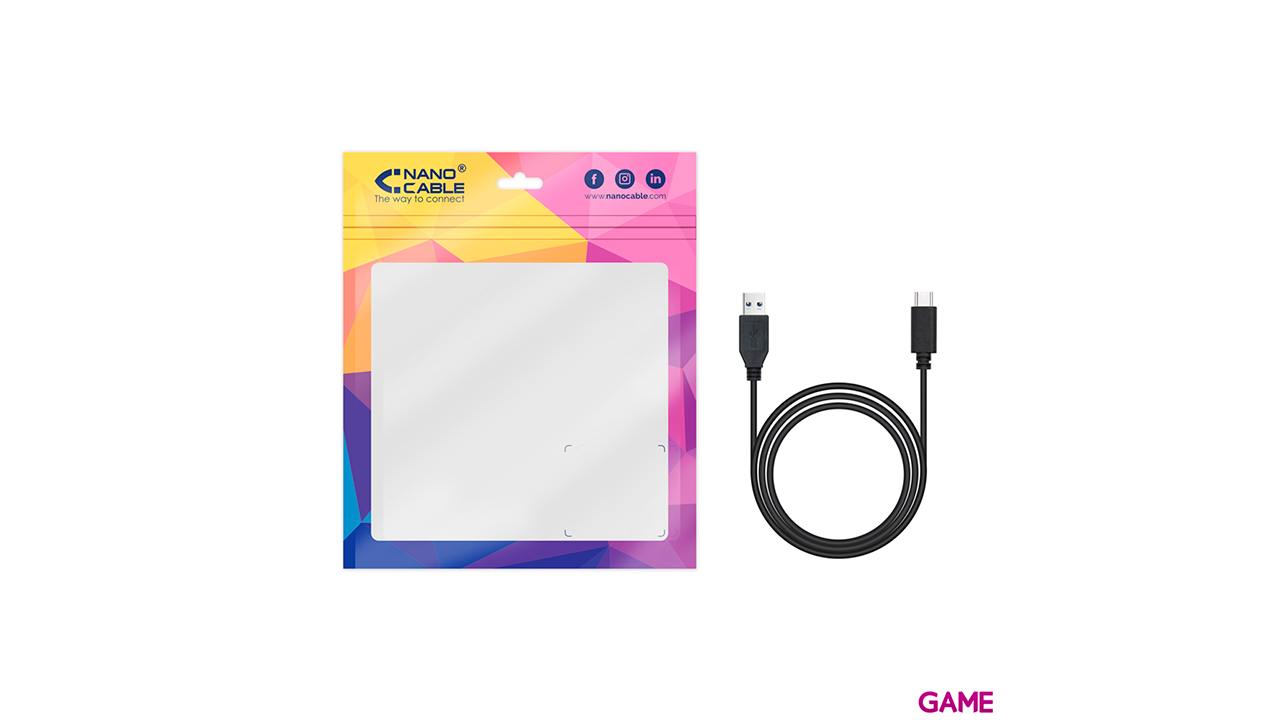 Nanocable 3.1 Gen2 10Gbps 3A, tipo USB-C/M-A/M, negro, 0.5 m-3