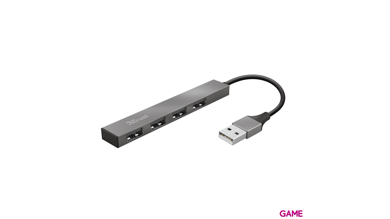 Trust Halyx USB 2.0 480 Mbit/s Aluminio - HUB USB-1