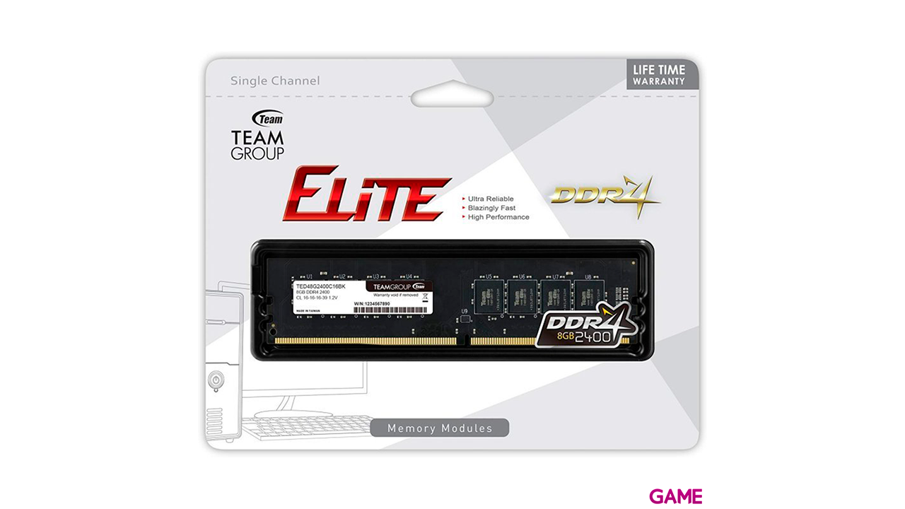 TeamGroup 8GB DDR4 DIMM 1x8GB 2400 MHz - Memoria RAM-1