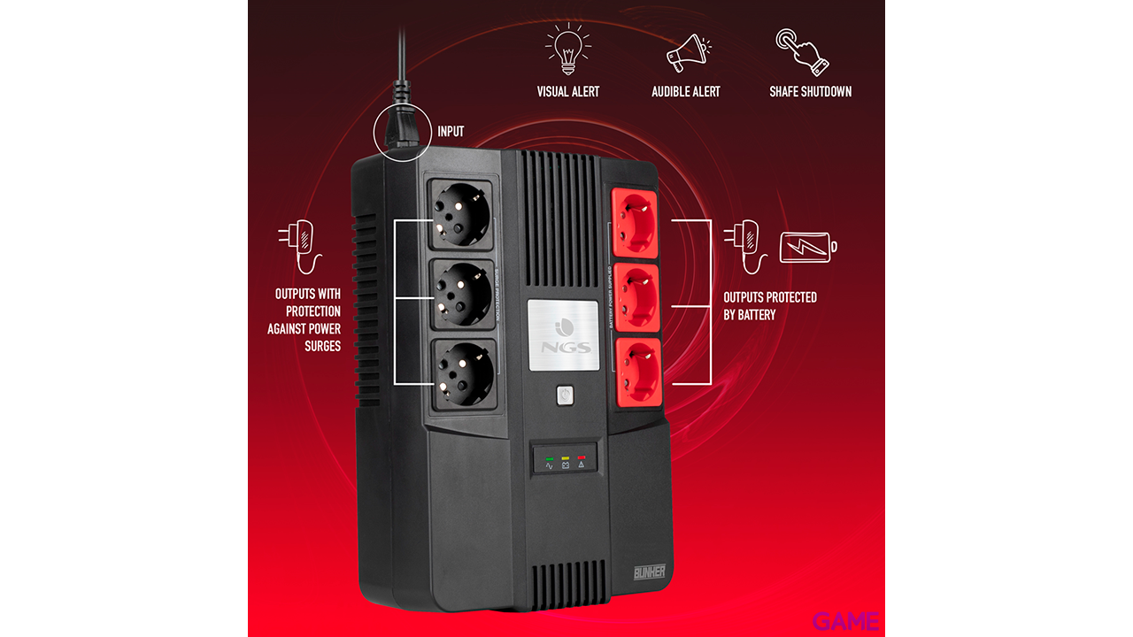 NGS Fortress Bunker 600VA 350W 6 salidas AC - SAI-1