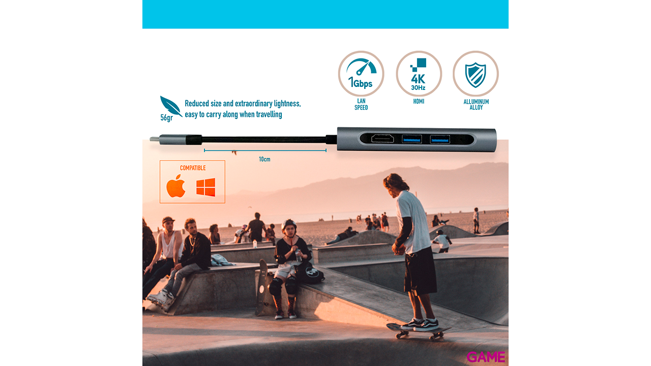 NGS WONDERDOCK7 USB 2.0 Type-C 480 Mbit/s Negro, Gris-0
