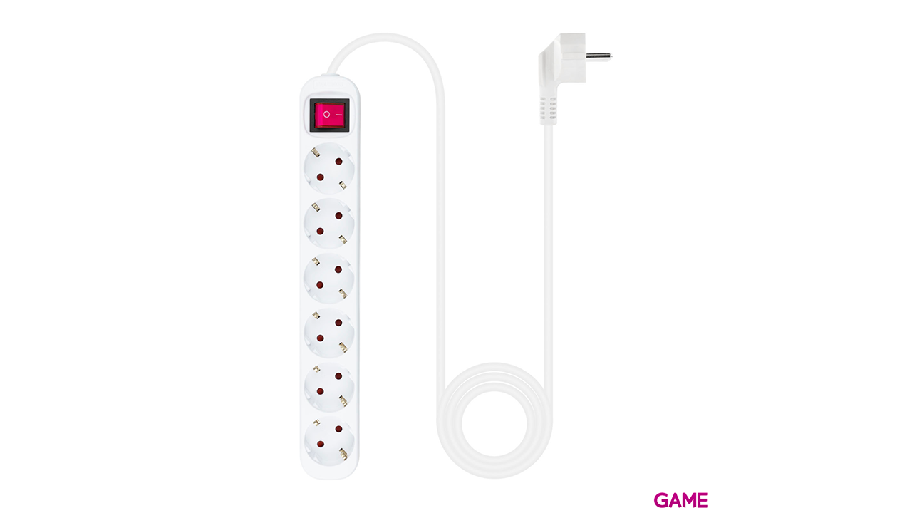 Nanocable 6 Enchufes 1.4m - Interruptor - Blanco - Regleta-2