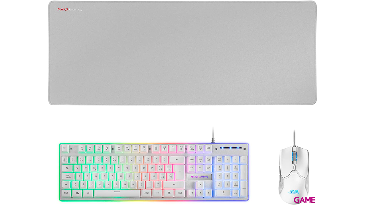 Mars Gaming MCPXWES Teclado+Ratón+Alfombrilla Blanco - Combo-0