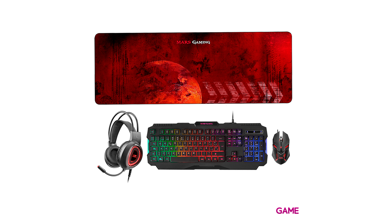 Mars Gaming MCPRGB2 Teclado USB Ratón Alfombrilla y Cascos - Combo-1