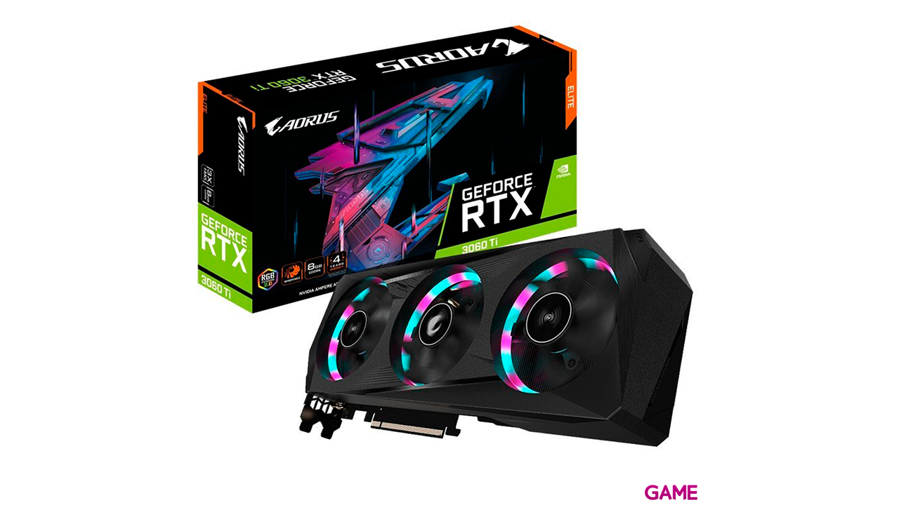 Gigabyte Aorus GeForce RTX 3060 Ti Elite 8G NVIDIA 8GB GDDR6-2