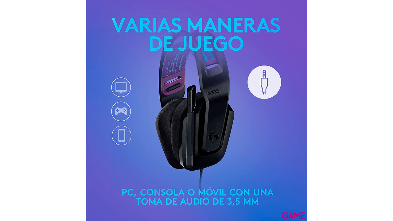 Logitech G335 - 3,5mm - Negro - PC-PS4-PS5-XBOX-SWITCH-MOVIL-Auriculares Gaming-4