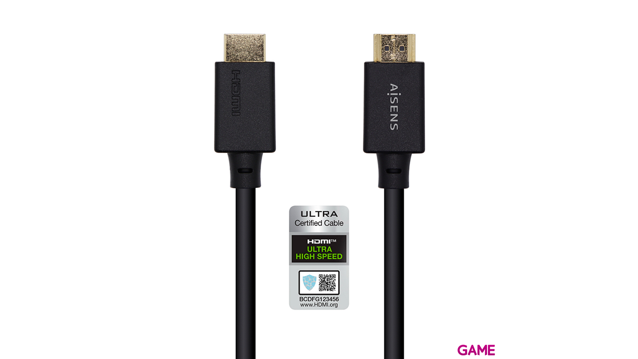 Aisens HDMI V2.1 Ultra Alta Velocidad / HEC 8k@60Hz 48Gbps A/M-A/M Negro 2.0m - Cable-1