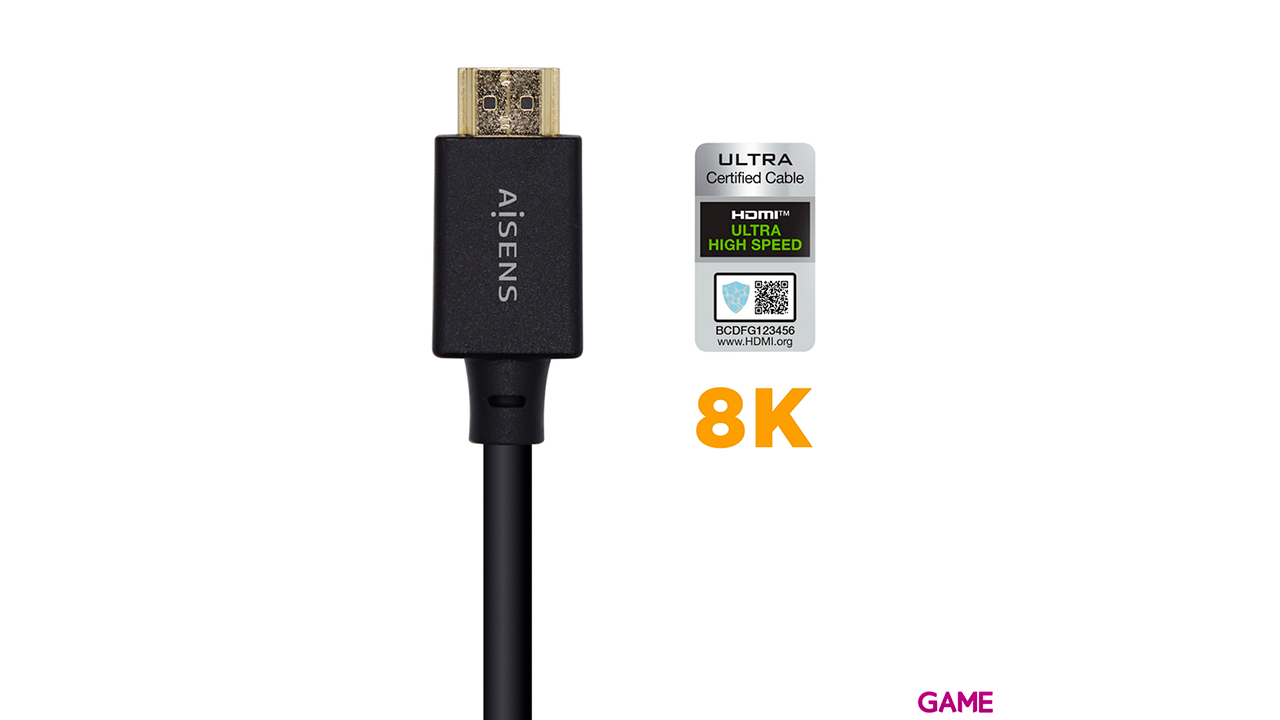 Aisens HDMI V2.1 Ultra Alta Velocidad / HEC 8k@60Hz 48Gbps A/M-A/M Negro 2.0m - Cable-2