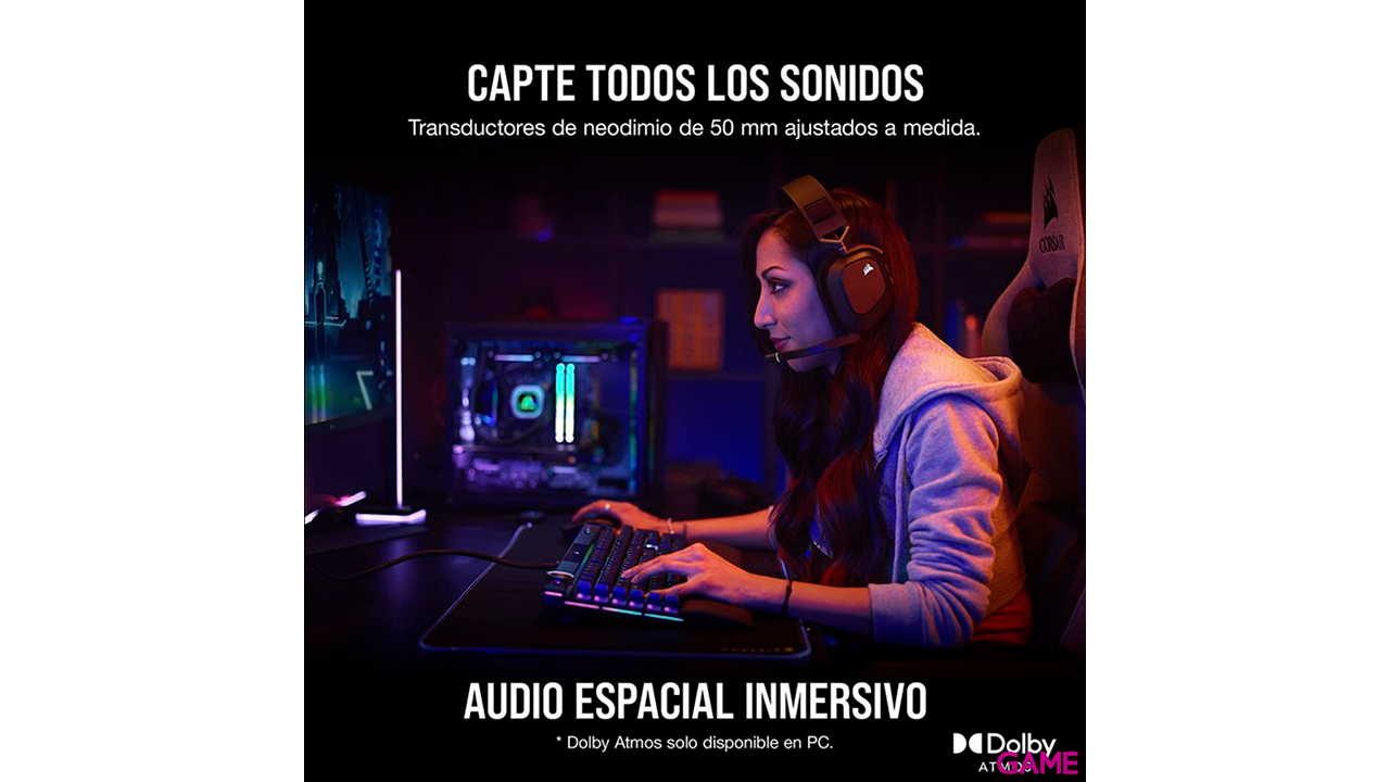 Corsair HS80 - RGB - Wireless - Negro - PC (Dolby Atmos)- PS4 - PS5 (Audio 3D) -  Auriculares Gaming-1