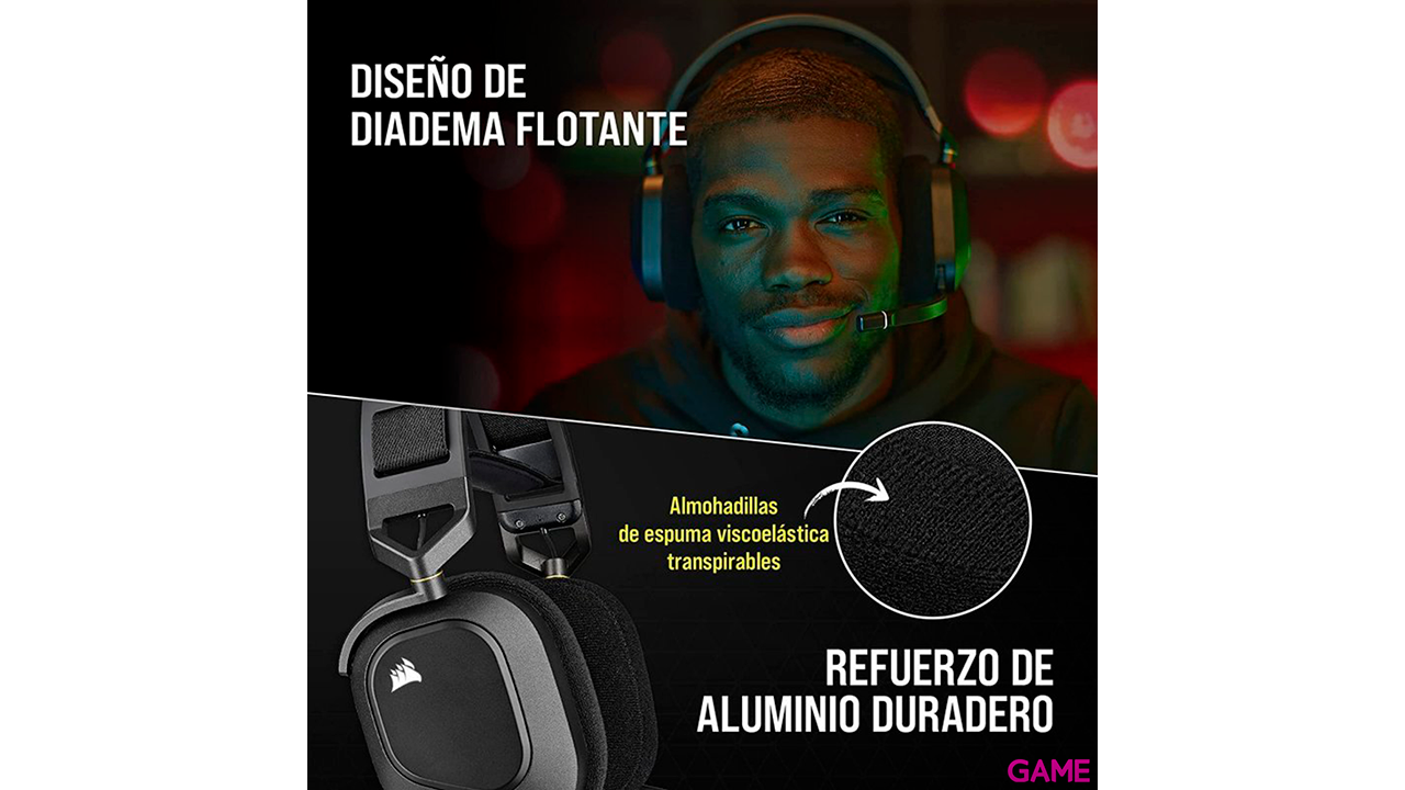 Corsair HS80 - RGB - Wireless - Negro - PC (Dolby Atmos)- PS4 - PS5 (Audio 3D) -  Auriculares Gaming-8