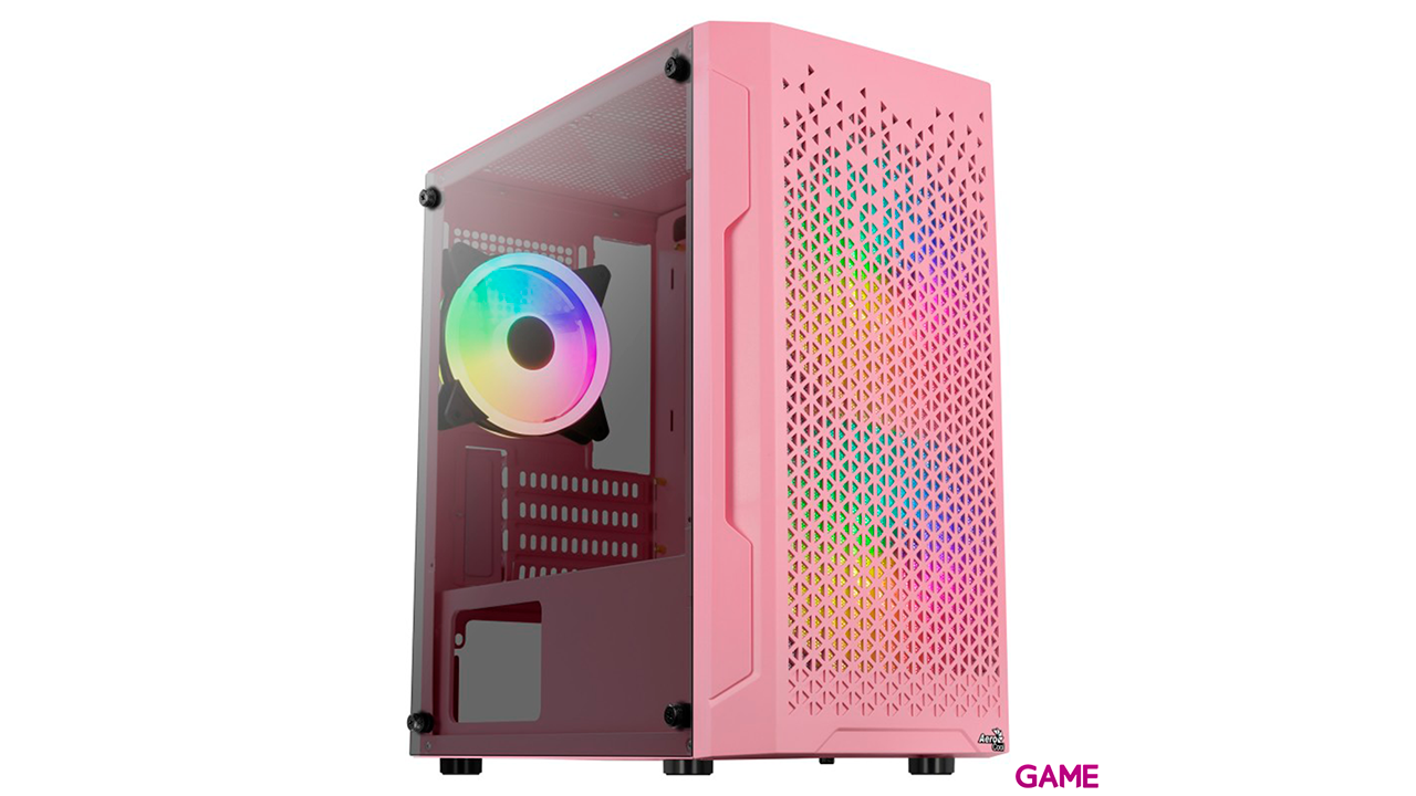 Aerocool Trinity Mini V3 Micro ATX Cristal Templado RGB Rosa - Caja Ordenador-0