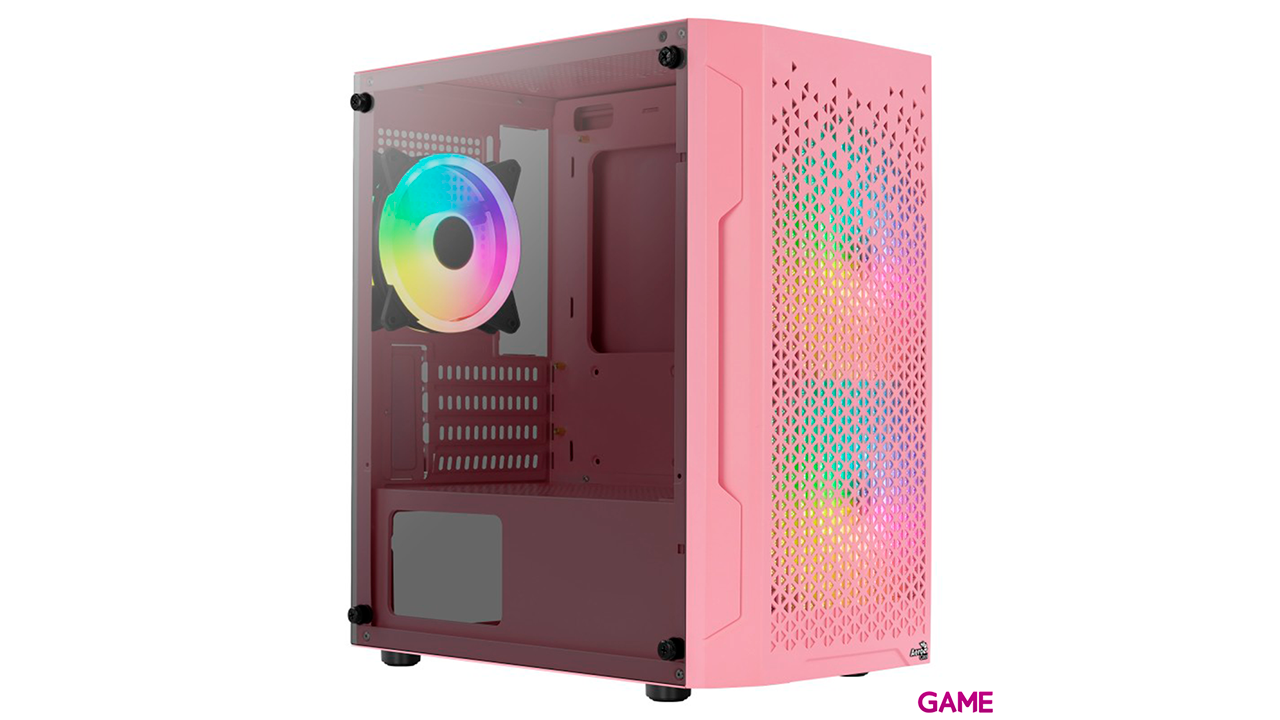 Aerocool Trinity Mini V3 Micro ATX Cristal Templado RGB Rosa - Caja Ordenador-1