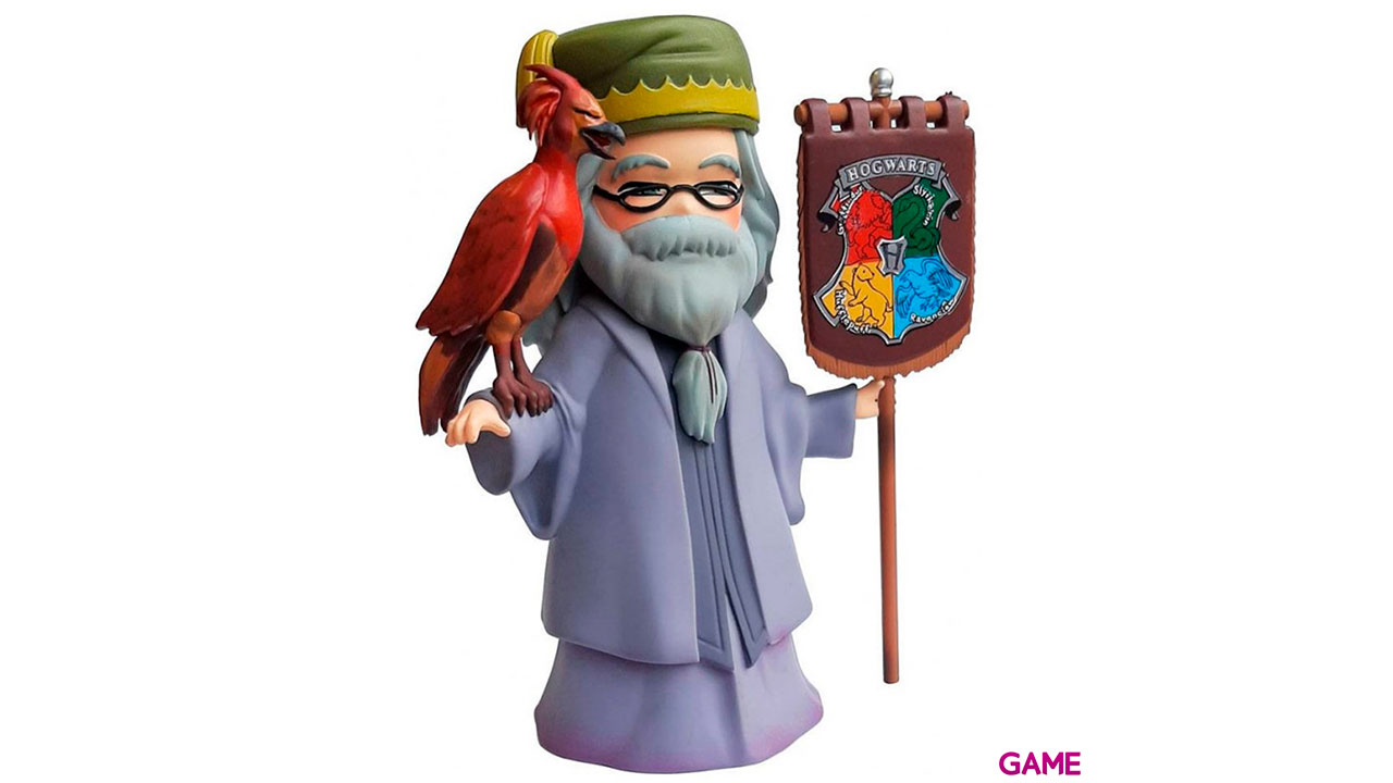 Figura Harry Potter Dumbledore con estandarte y Ave Fenix de 15 cm-0