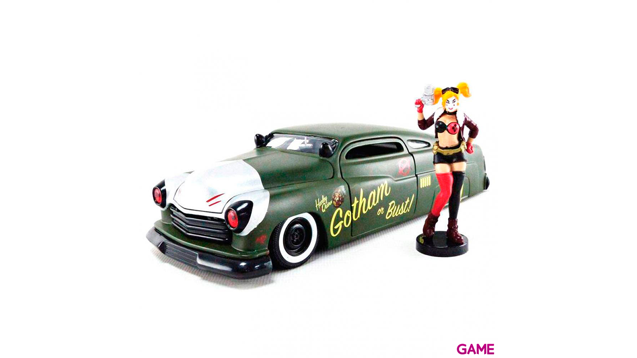 Set figura + coche metal Mercury 1951 Harley Quinn DC Comics-0